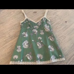Lace and Silk Flowered Tank Top